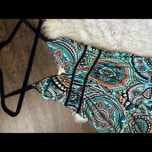 Small twenty one brand geometric print pattern polyester spandex maxi dress - Picture 3 of 8